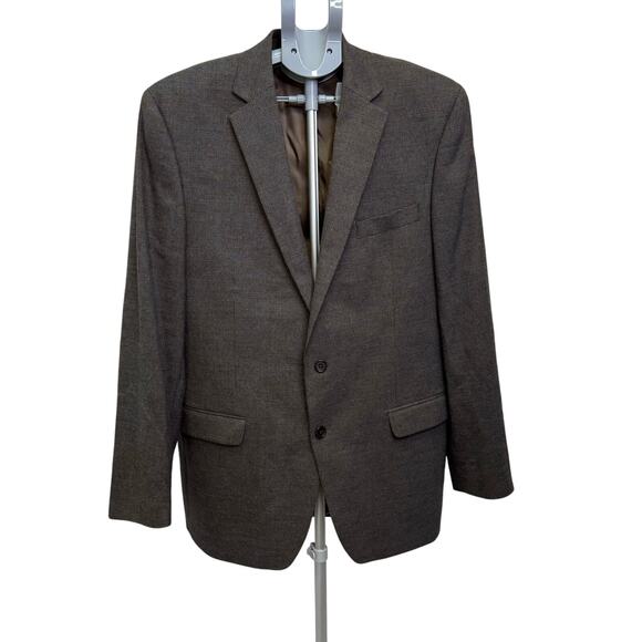 Lauren Ralph Lauren Men’s Brown Check Blazer 42L – Subtle Blue Accent Sport Coat - Picture 1 of 10